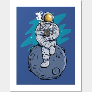 astronaut coffee asteroid astronomy Posters and Art